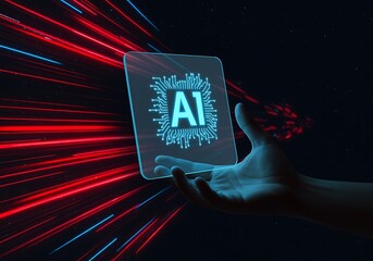 Hand Holding AI Tablet