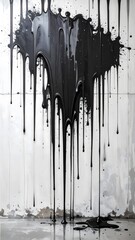 Black Ink Drip Abstract Grunge Splash Art Background