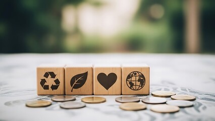 Wooden Blocks with Eco Symbols