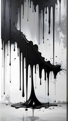 Black Ink Drip Abstract Grunge Splash Art Background