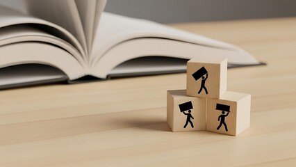 Wooden Blocks with People Figures