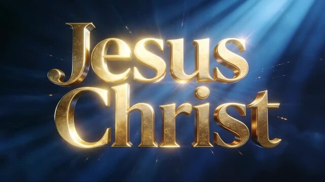 What A Beautiful Name Jesus Christ  - Golden 3D Title Reveal on Dark Navy Background ,  Christian Worship Video Intro