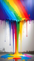 Colorful Paint Drip Splash Abstract Art on Neutral Background