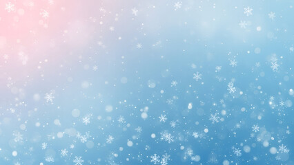 Soft snowfall flurry over pastel gradient background for winter holidays themed designs