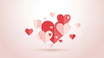 Floating hearts in love