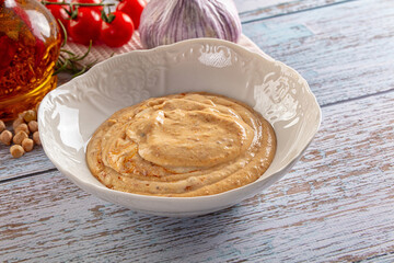 Organic homemade hummus creamy snack