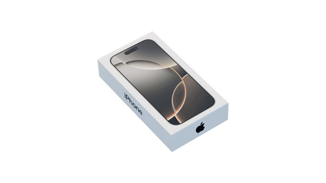 IPHONE box mobile phone isolated on white, PNG transparent