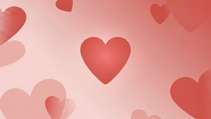 Scattered hearts on pink background