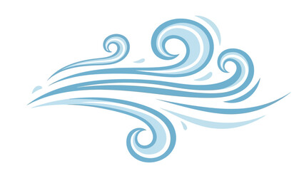 Abstract Blue Swirling Lines Illustrating a Dynamic Gust of Wind, Representing Refreshing Air Movement and Flowing Energy