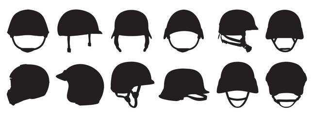 military helmet silhouette on white background