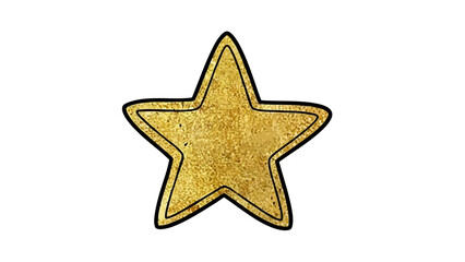 Obraz premium Textured golden star icon, hand-drawn with rustic charm, symbolizing excellence, premium quality, and a top favorite choice. Isolated element
