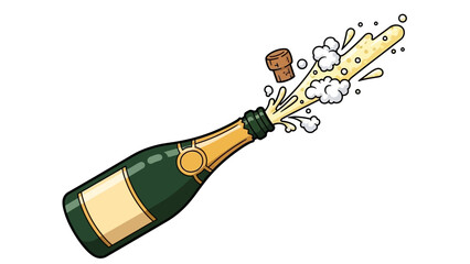 Festive Champagne Bottle Popping with Effervescent Bubbles for Celebration and Joyful Occasions