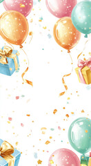 Colorful balloons and gifts create festive atmosphere for celebration event