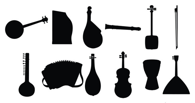 musical instruments vector black silhouettes