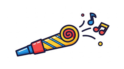 Colorful cartoon microphone with musical notes, fun illustration for music and entertainment concepts, vibrant colors and dynamic design