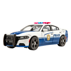 Fototapeta premium Small toy police car for creative activities isolated on transparent background