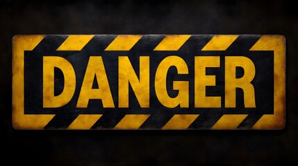 A weathered rectangular sign displays the bold word DANGER with yellow and black hazard stripes
