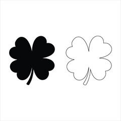 Four leaf clover icon. Black icon isolated on white background. Clover silhouette. Simple icon. Web site page and mobile app design vector element.