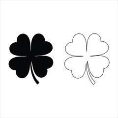 Four leaf clover icon. Black icon isolated on white background. Clover silhouette. Simple icon. Web site page and mobile app design vector element.