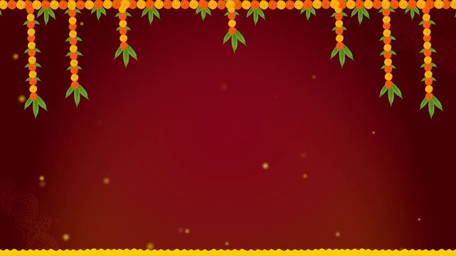 Flower garland decoration toran for Happy Diwali, Dussehra Indian Holiday festival background. Festive, Luxury, golden, Podium, Showcase stage Product display