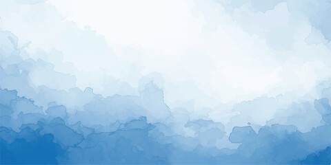 Obraz premium Dreamy Blue Sky Watercolor Texture Background with Soft Layered Clouds and Peaceful Pastel Atmosphere