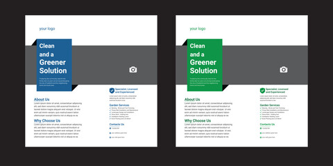 Lawn garden or landscaping service social media post and web banner template design concept  Lawn garden or landscaping service social media post and web banner template design concept