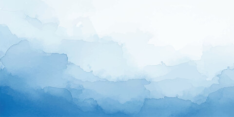 Obraz premium Hand Painted Blue Watercolor Wash with Organic Shapes and Soft Artistic Texture