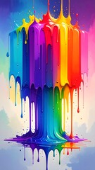 Abstract Colorful Paint Drip Splash Background Art