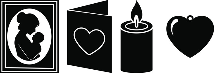 Black and white memorial icons for loved ones who passed