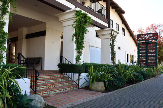 Malibu, California &ndash; November 6, 2025: Malibu Country Mart, large outdoor lifestyle center and boutique shopping mall located in the heart of Malibu