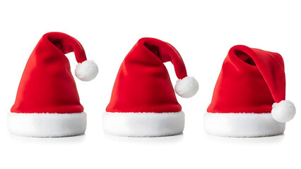 Three santa claus hats