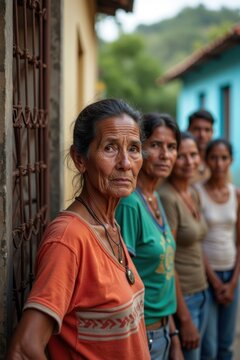 Retrato callejero &iacute;ntimo de residentes latinoamericanos con rostros desgastados y curtidos