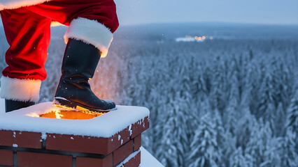 Santa claus descending chimney