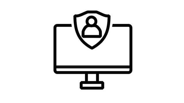 Computer monitor with account protection shield icon, symbolizing digital privacy, secure login, user authentication, and internet browsing safety technology.