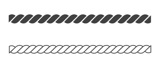 Straight rope vector isolated set with seamless rope line patterns, clean realistic rope designs for borders, dividers, nautical themes, packaging, and decorative graphic projects. © VectorStock