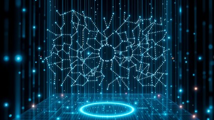 Obraz premium Futuristic Digital Network Connection and Data Flow Visualization