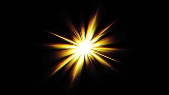 Bright Yellow Sunburst Lens Flare animated Overlay