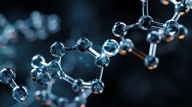 Rotating abstract atp molecule structure animation. 4K Video