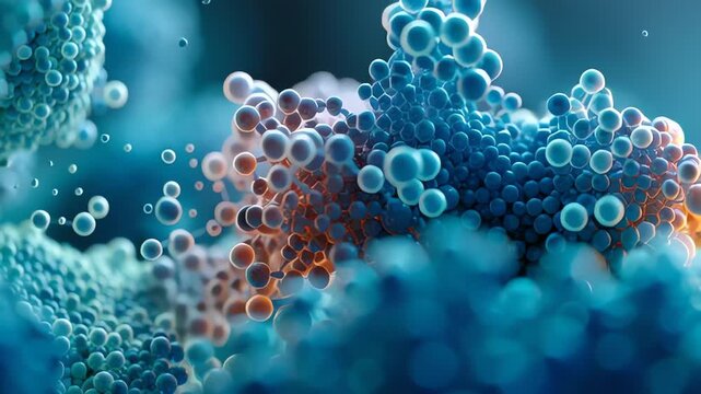 Microscopic view of moving atp molecule structures. 4K Video