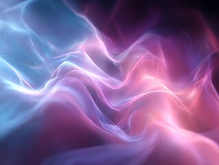 Obraz premium Abstract Ethereal Nebula Cloud Swirls in Soft Pink and Blue Hues, Glowing Particles and Gentle Light, Cosmic Background for Science and Fantasy