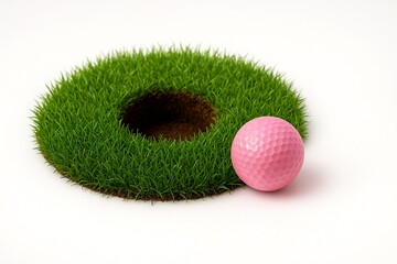golf practice concept with a pink ball and clean minimal design