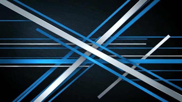 Abstract Motion Background with Blue and Silver Lines Crossing.