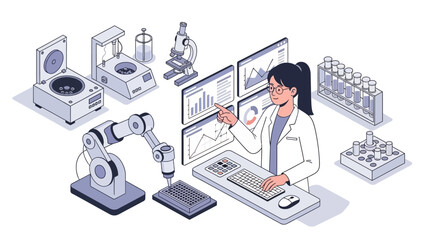 Female Scientist Working in Laboratory Setting.