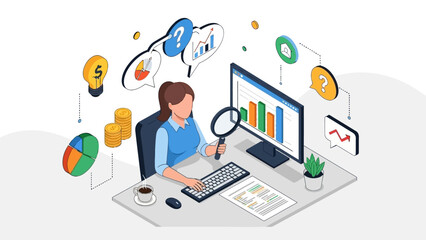 Man Analyzing Data on Computer Screen.