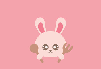 수저를 든 토끼 일러스트 이미지 © Minjung