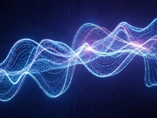Fototapeta premium Blue and Purple Light Wave Energy Flow