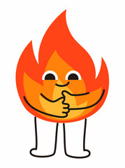Cute fire mascot character. Flat vector illustration.