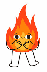 Cute fire character. Flat vector illustration.