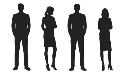 Business people silhouettes, professional men and women standing icons for corporate team concept