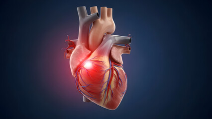 Human Heart Anatomy with Pain Hotspot - Medical Illustration